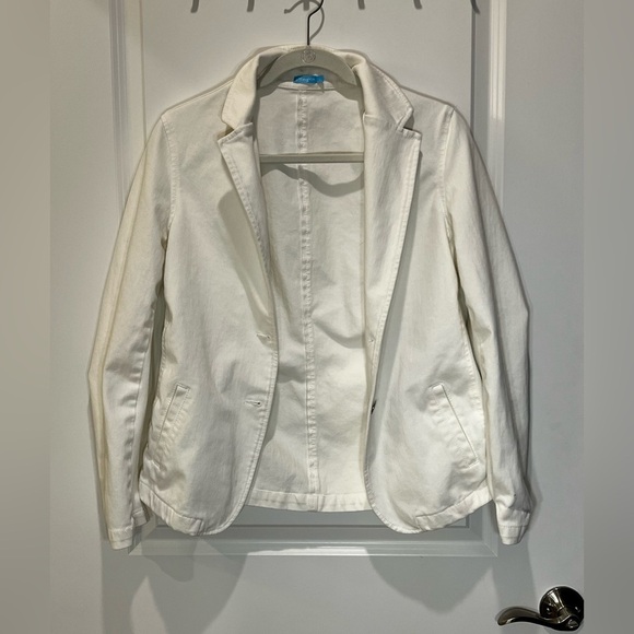J. McLaughlin White Canvas Blazer Jacket Size Large - Picture 2 of 15